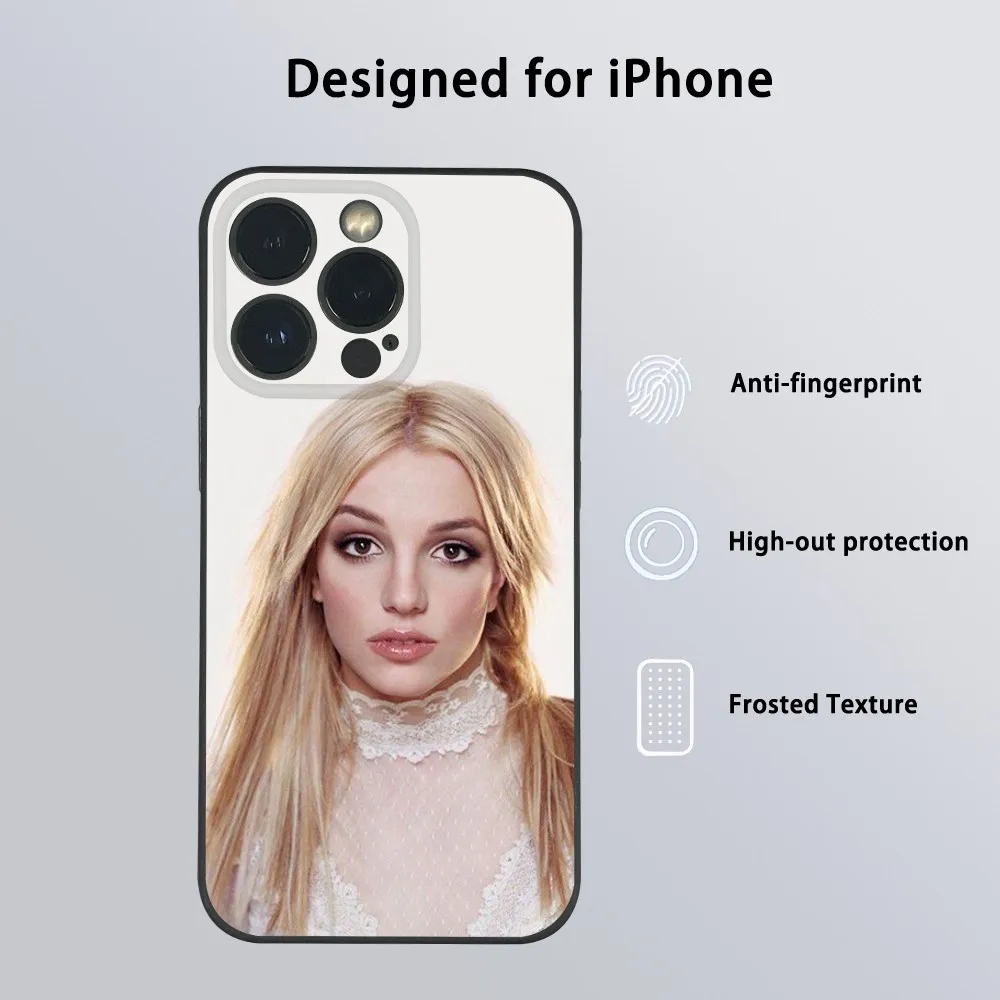 Чехол для телефона Singer B-Britney Spears iPhone 15 14 13 12 11 Pro Xs Max Mini XR X 7 8 Plus черный матовый