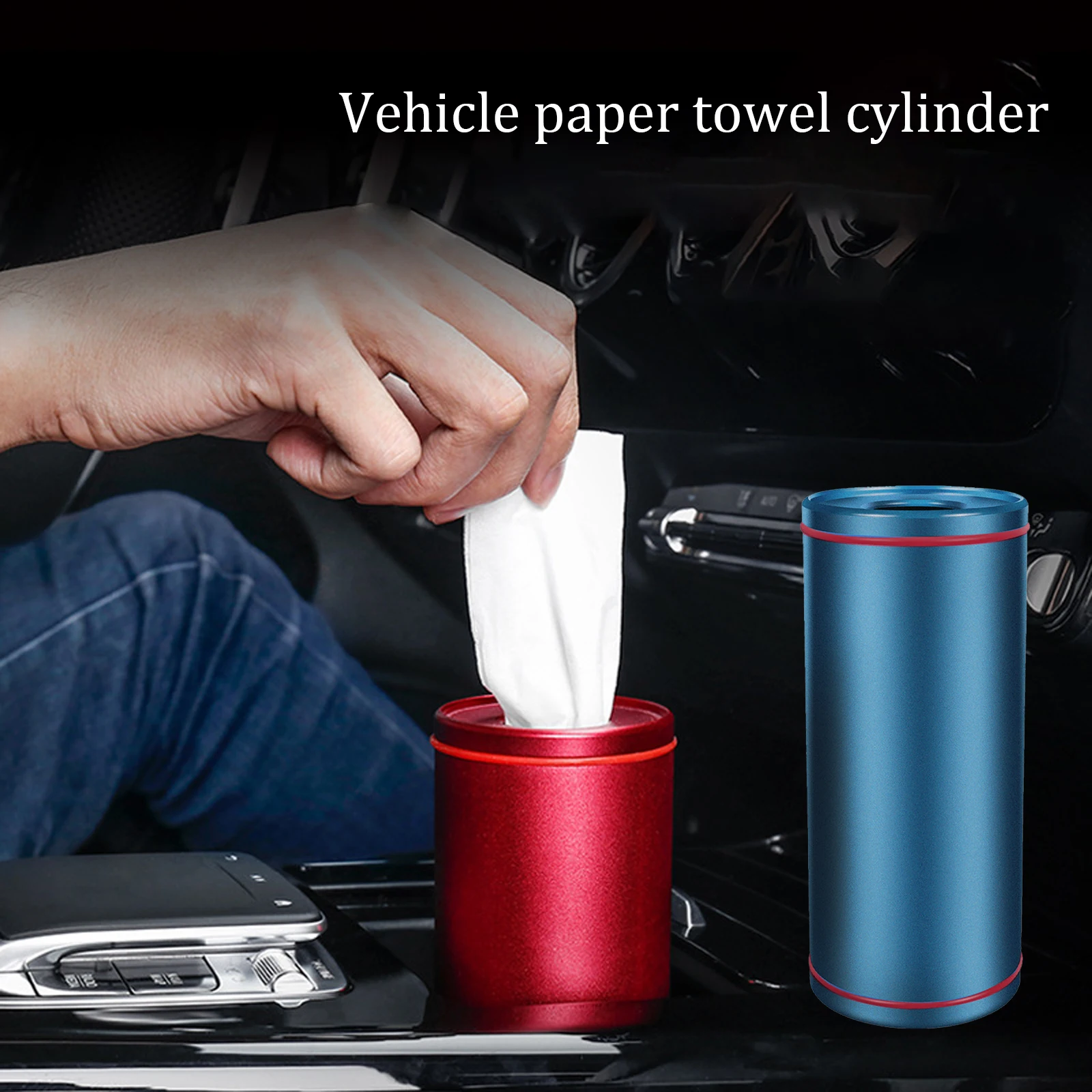 

Creative Car Tissue Box Holder Frosted Aluminum Alloy Cup Holder Paper Towel Holder Auto Interior Accessories