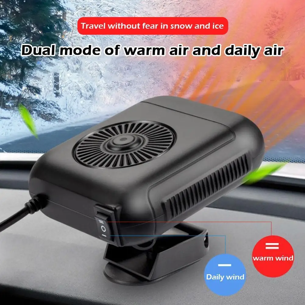 

Portable Auto Car Heater Defroster Demister Electric Heater Cooling Degree 360 ABS Fan Heating 200W 12/24V Windshield Rotat T8G2
