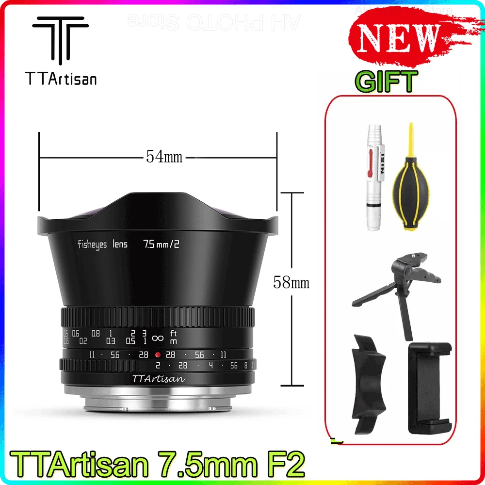 

TTArtisan 7.5mm F2 Magnification Manual Focus Fisheye Camera Lens For Sony E Fuji X Canon M/R M4/3 Nikon Z Leica L Camera