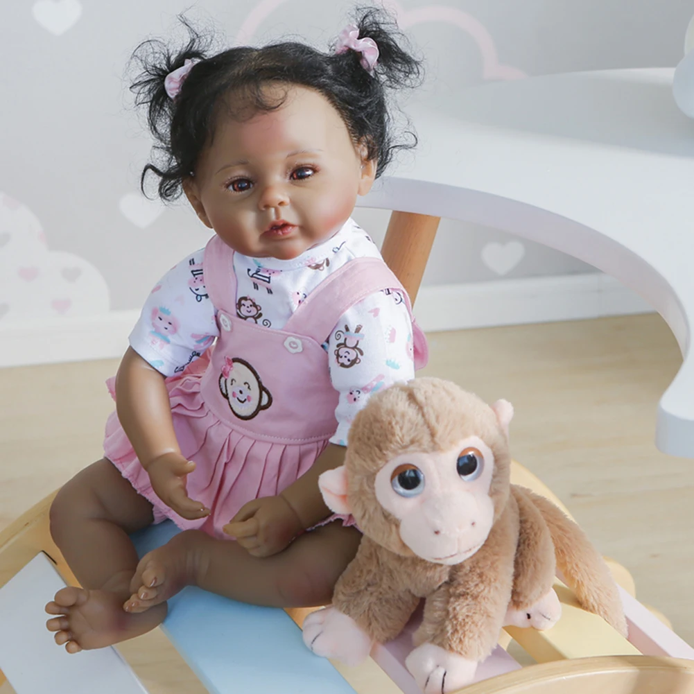 Well-dressed Reborn Baby Dolls with Monkey Feeding Bottle Lovely Newborn Doll for Children Special Gifts Playmate | Игрушки и хобби