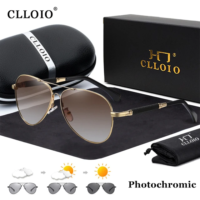 CLLOIO New Titanium Alloy Sunglasses Polarized Men's Sun Glasses Women Fashion Pilot Gradient Eyewear Photochromic Oculos De Sol 1