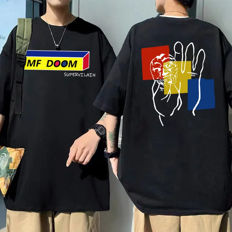 

Men's Vintage Hip Hop T Shirt Man Black Cotton Tees Singer Mf Doom Print Tshirt Short Sleeve Men Women Casual Harajuku T-shirts