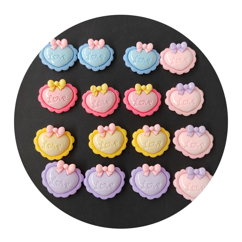 

Resin LOVE Heart Bow Tie Jewelry Beads for DIY Charms Kawaii Flatback Cabochons Hair Headwear Decor