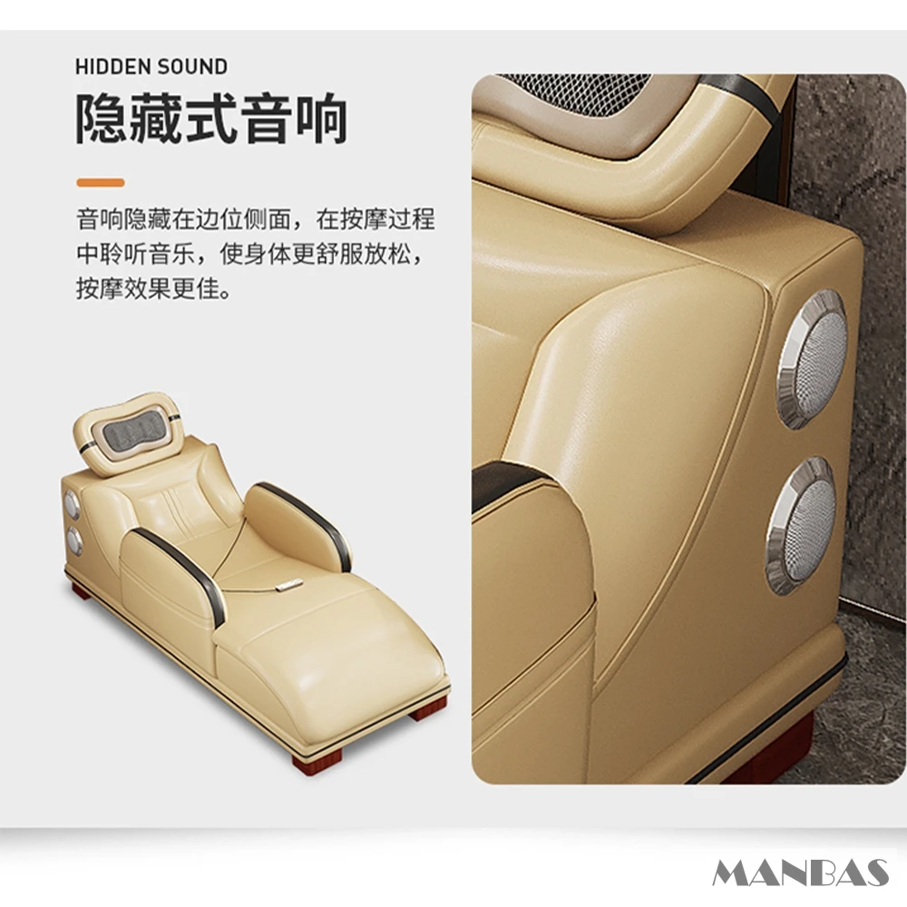 Роскошный L-образный секционный диван из натуральной кожи с Bluetooth-динамиком —