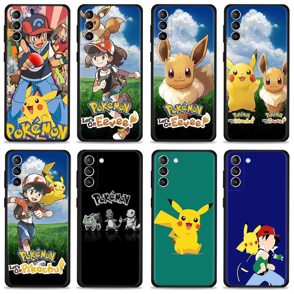 Come on Lets go Pokemon Pikachu Case For Samsung Galaxy S22 S21 S20 Ultra FE S10 S9 S8 Plus S10e Note 20Ultra 10Plus Cover