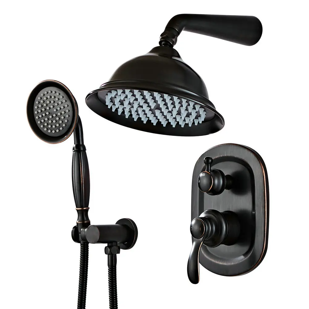 Beelee Душевая система Скрытая масляная прорезиненная бронза 3 функции шероховатый