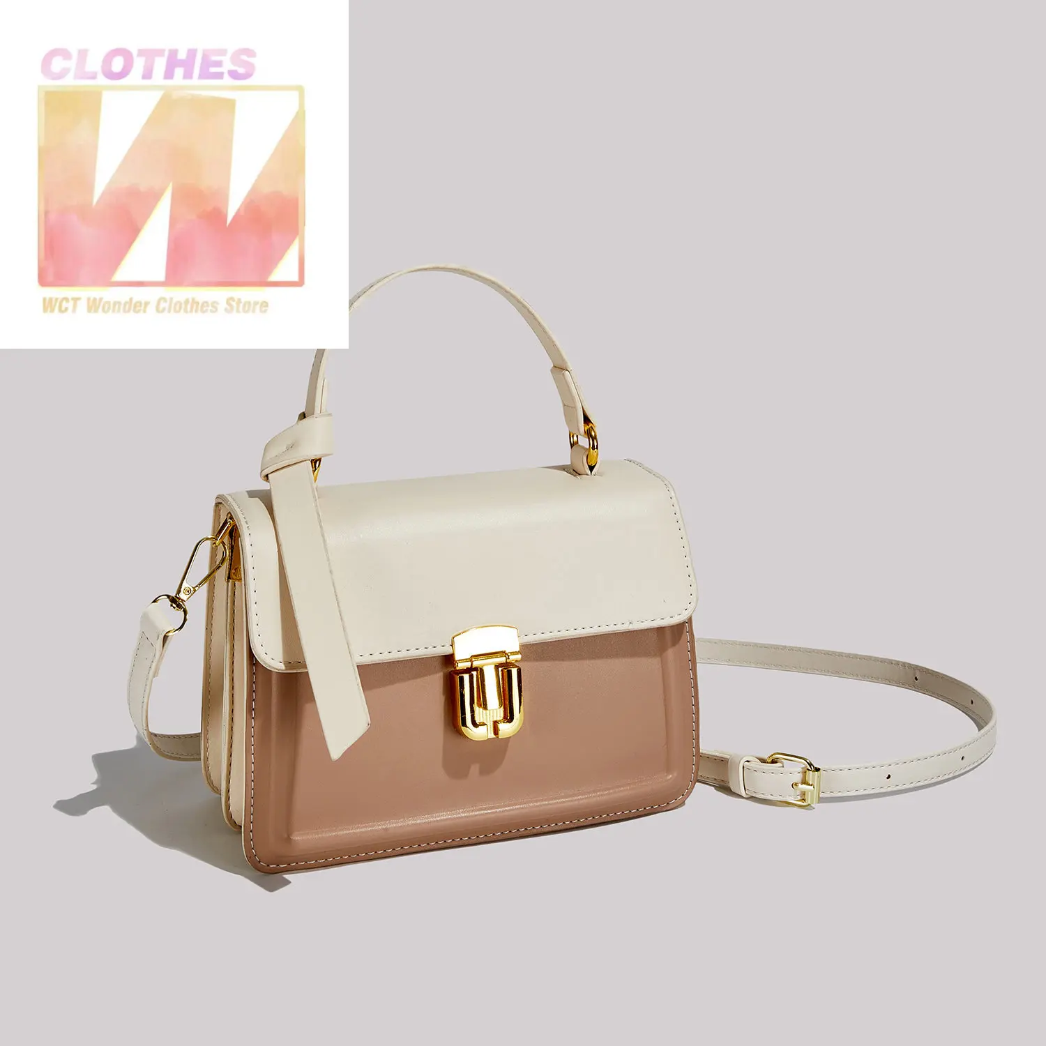 

2023 New Trend High Quality PU Leather Contrast Color Shoulder Bags for Women Solid Crossbody Handbag Totes Handle Korean Style