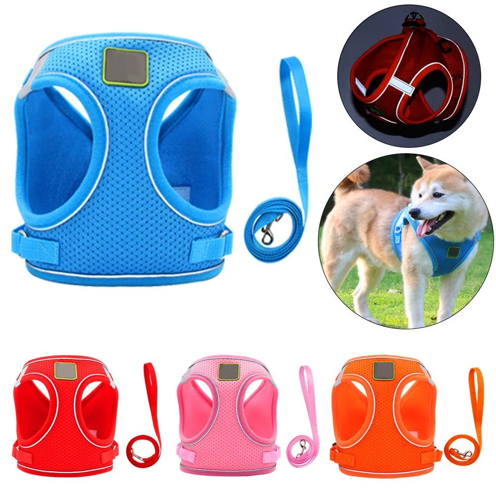 

Pet Dog Harnesses Vest Reflective Dog Harness and Leash Set for Chihuahua Pug Small Medium Walking Lead Leash