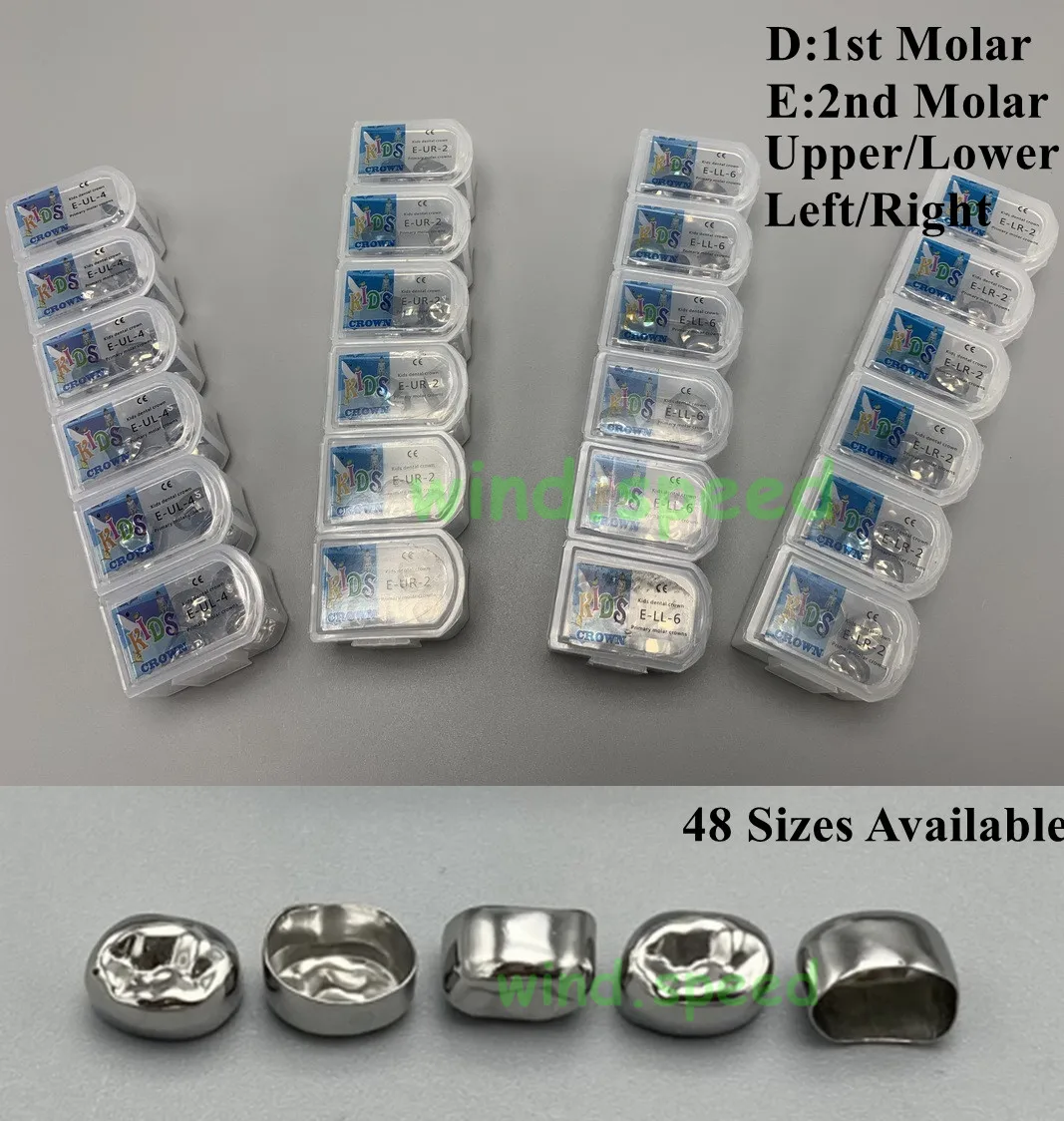 5pcs Stainless Steel Dental Kids Temporary Primary Molar Crowns Pediatric crown Refill 48 Sizes | Orthodontic Materials