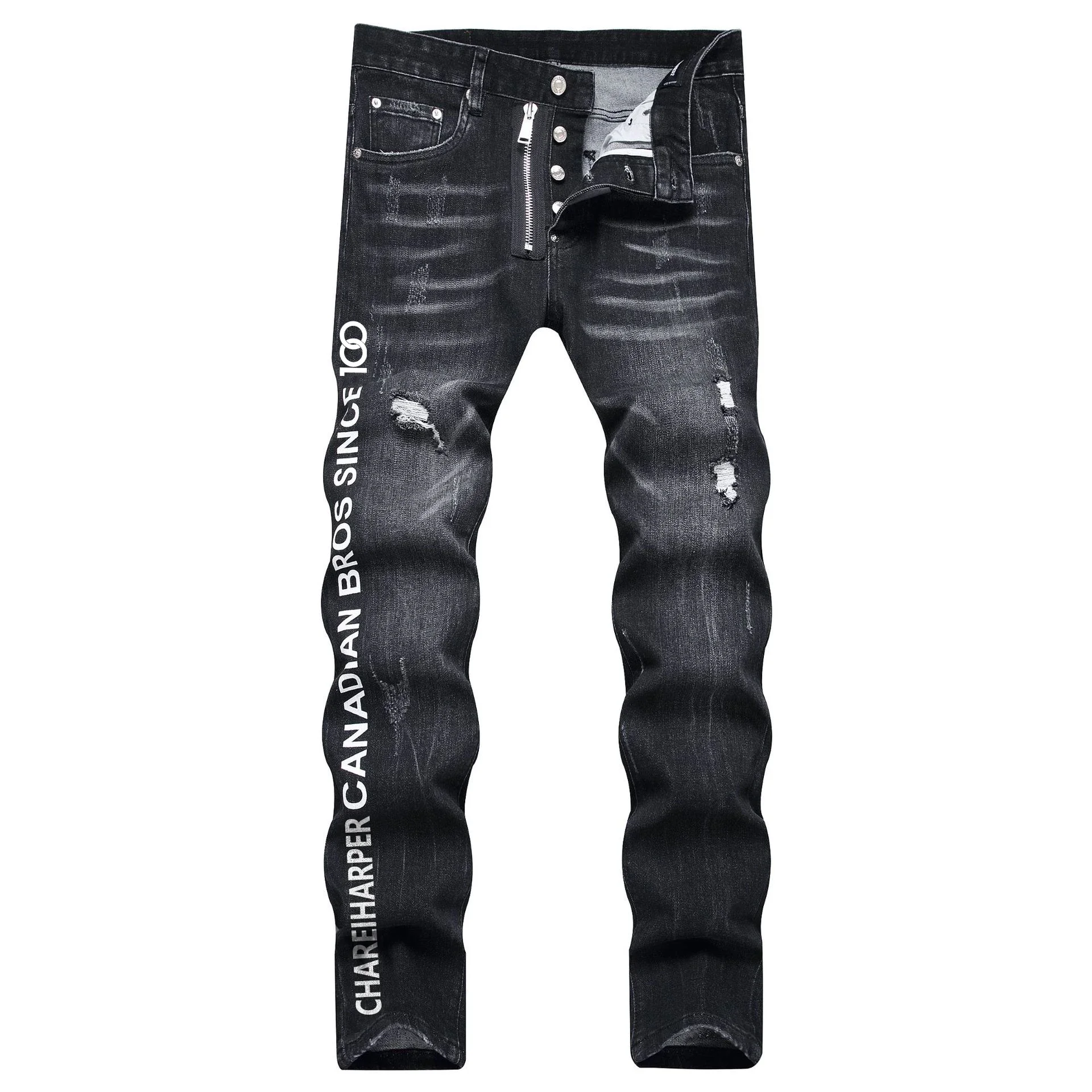 Модные брендовые мужские джинсы индивидуальный трендовый принт цифровой