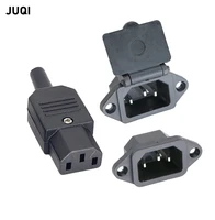 black ce iec320 c13 c14 ac power panel socket rewirable wiring plug electric battery receptacle docking outlet 10a 250v