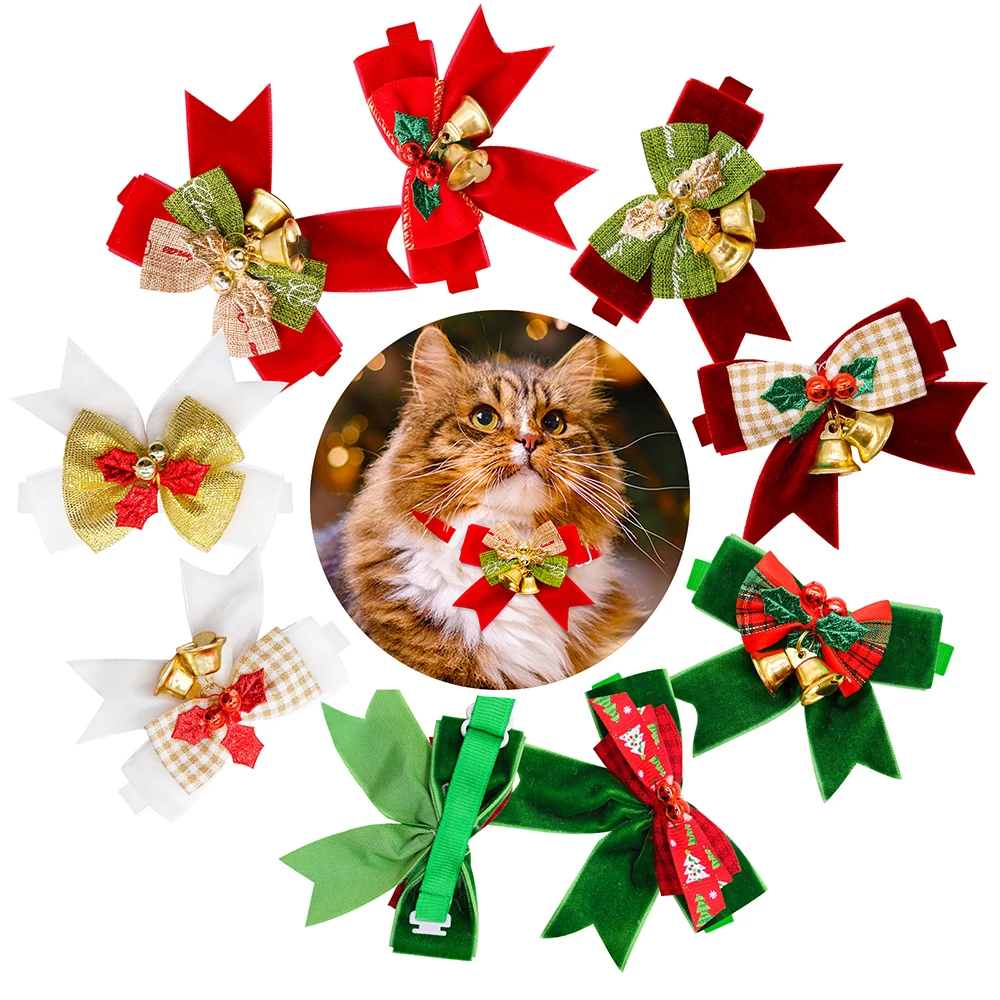 1 шт. Рождественский галстук-бабочка для собак с колокольчиком изысканный канавочный бант для питомца для собак Регулируемый ошейник для домашних животных для маленьких собак