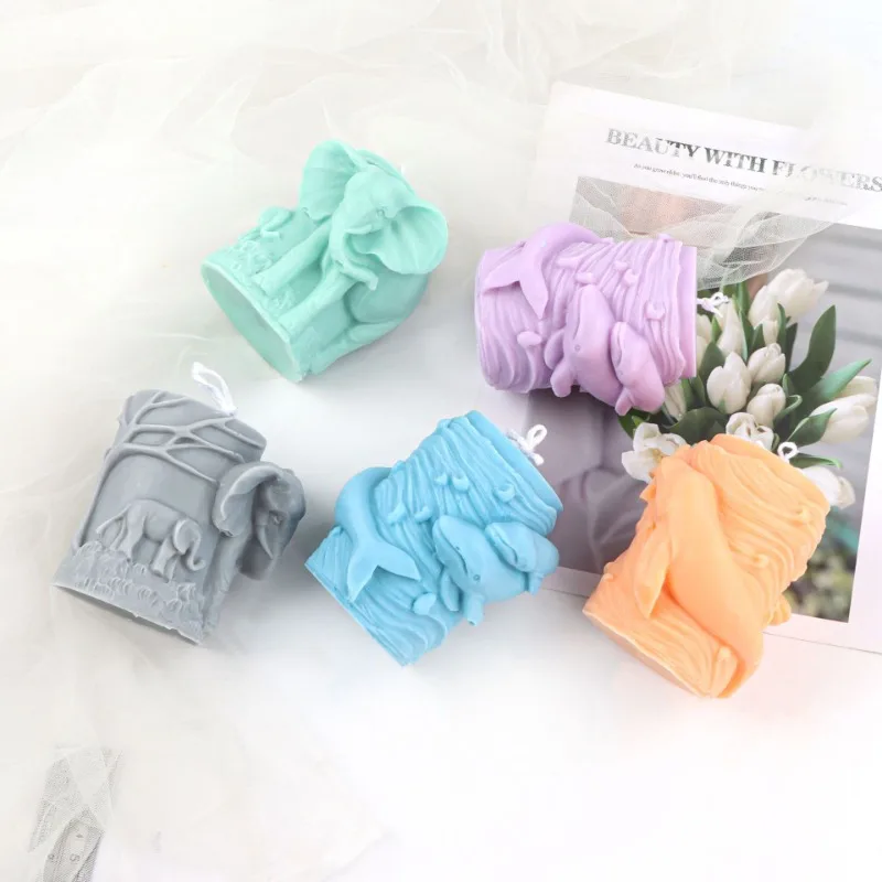 3D силиконовая форма для свечей с животными креативная слона дельфина гипсовая