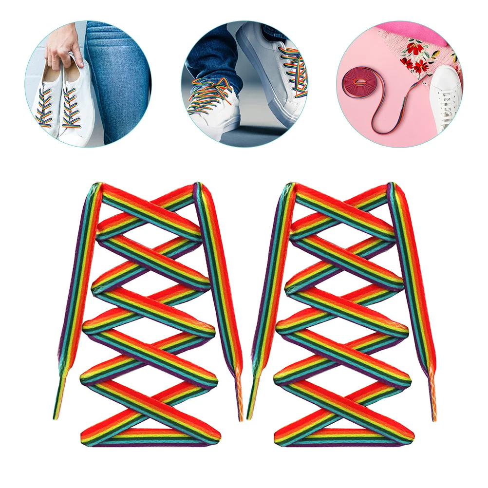 

Радужные градиентные шнурки, вертикальные полосы, галстук, многофункциональные холщовые ботинки, галстуки, модные детские ботинки из полиэстера