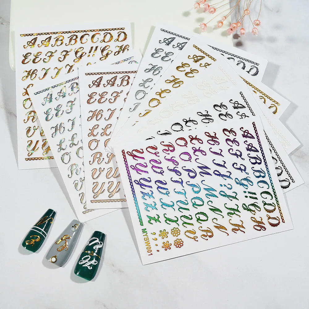 

1pcs 26 English Alphabet Nail Sticker 13 Colors Word Letter Nail Art Decal Decoration 3D Self-adhesive DIY Nail Tattoos Sticker