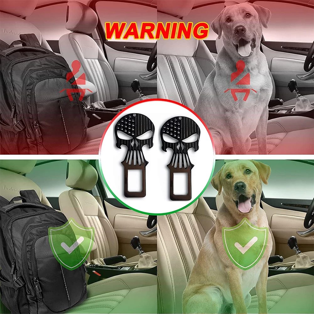 1X Crossbones Car Safety Belt Buckle Clip Car Seat Belt Stopper Plug Vehicle Mount Bottle Opener Skull Car Interior Accessories