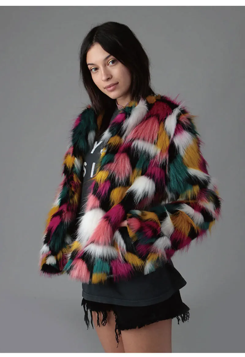 Fur Coat Women Autumn and Winter Color Faux Fur Coat Women Winter Coat Women