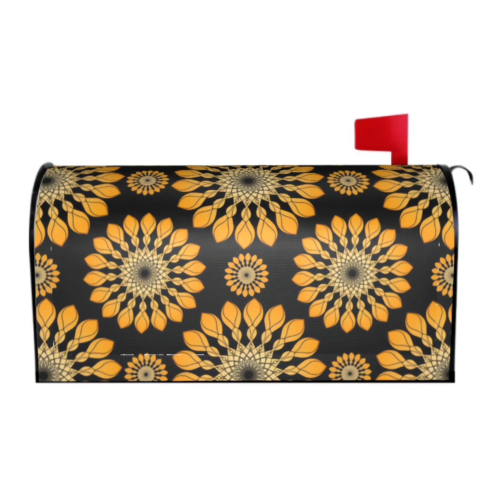 

Sunflower Mailbox Covers Magnetic Gold Mandala Mailbox Wraps 21" X 18" Waterproof Boho Post Letter Box Cover Outdoor