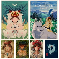 hayao miyazaki mononoke hime classic anime poster kraft paper sticker home bar cafe kawaii room decor