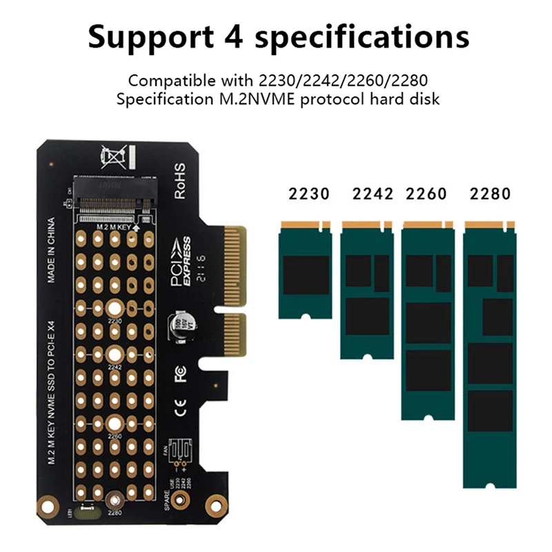 

M.2 NVMe SSD NGFF to PCIE X4 adapter M Key interface card Support PCI-e PCI Express 3.0 x4 2230-2280 Size m.2 m2 pcie adapter