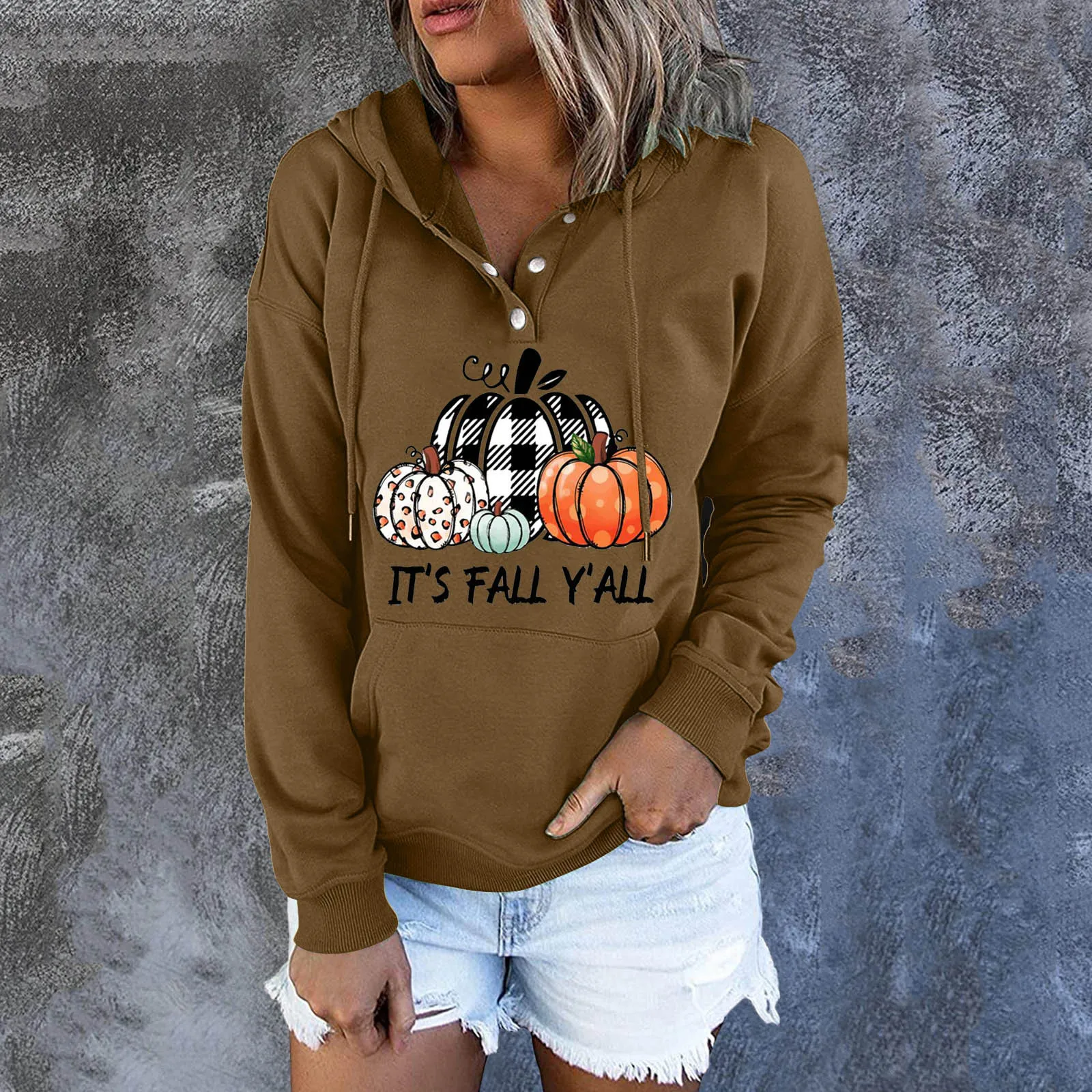 

Loose Hooded Sweatshirt Women Light Long Sleeve Women Hooded Halloween Pocket Fuzzy Sweater Women Pullover Sweaters
