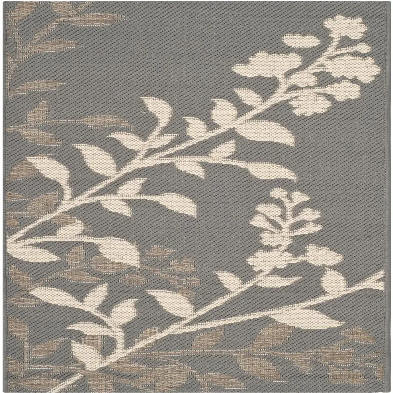 

Courtyard Abraham Floral Indoor/Outdoor Area Rug, Anthracite/Beige, 2'7" x 5'