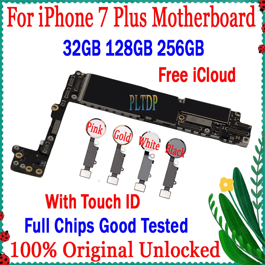 Support ios update For iphone 7 Plus 5.5inch Motherboard Free icloud Original Unlocked With/No Touch ID logic board 100% Tested