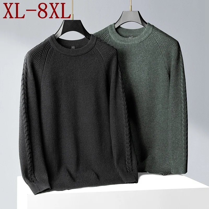 6XL 8XL 7XL 2023 New Winter Thick Warm Casual Sweater Men Long Sleeve Loose Male Pullover Classic Coarse Wool Mens Jumpers