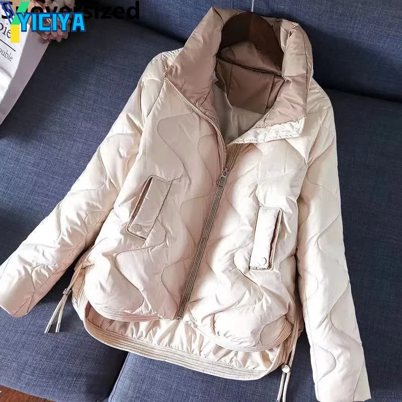 YICIYA Women's Winter Warm Short Coats Thick Cotton Padded Parkas Casual Loose Outwear Snow Wear Streetwear New Solid Chaquetas