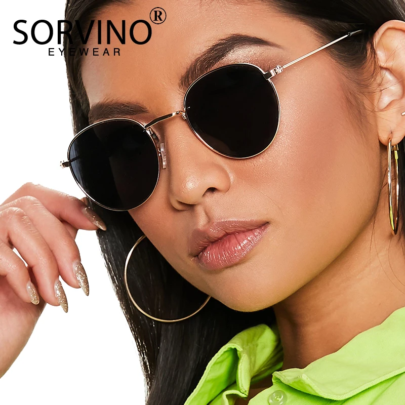 

SORVINO Retro Shades For Women 2020 Punk Sunglasses Men Polarized Luxury Brand Designer Fashion 90s Gold Oval Sun Glasses SP366