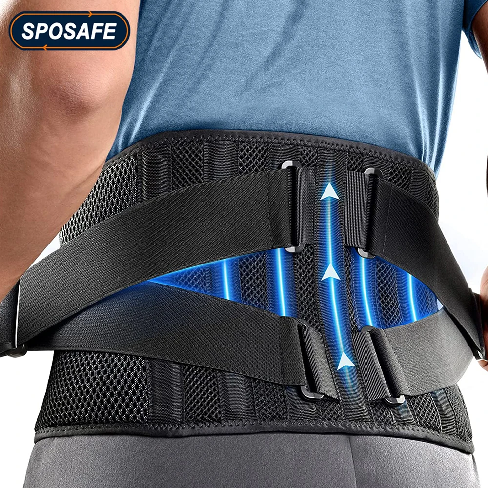 

Дышащий сетчатый бандаж для спины для мужчин и женщин, облегчение боли в нижней части спины с 7-ю стойками, регулируемый поддерживающий пояс для спины для работы, научный сколиоз