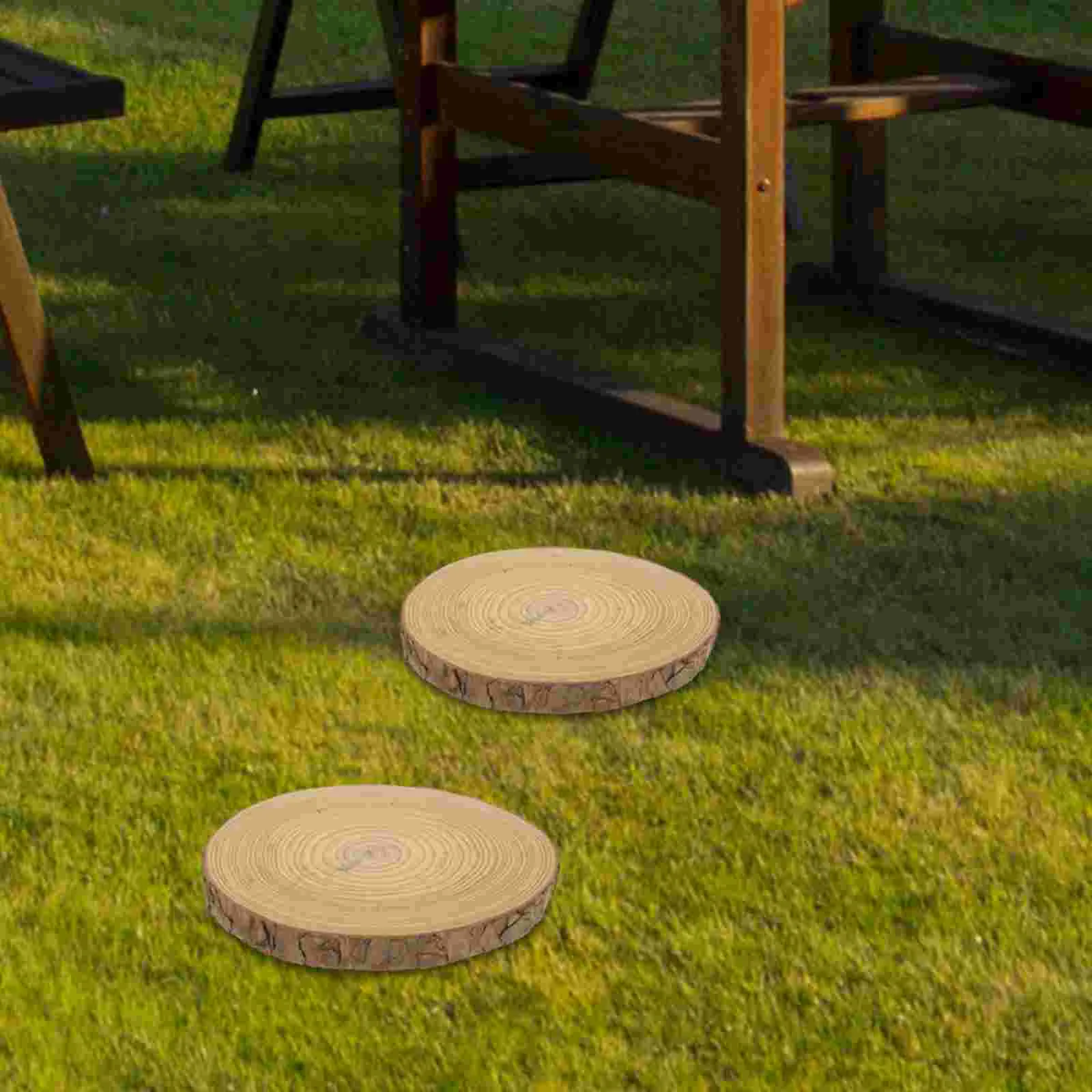 

3 Pcs Outdoor Wooden Stepping Stones Garden Log Round Patio Paver Lawn Decor Clearance