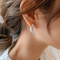 ladies fashion hollow earringsvintage filigree oval hoop earringsshiny zircon creative silver earrings jewelry gift for women