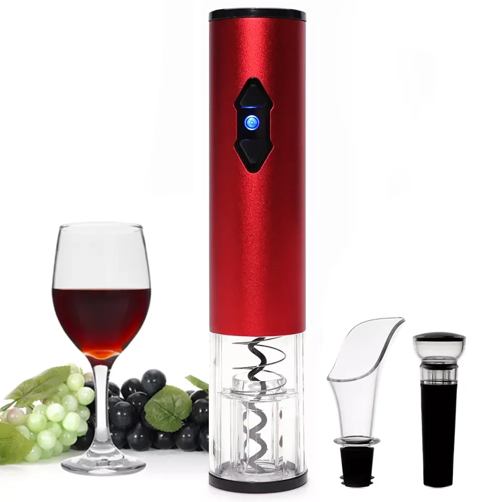 

Electric Wine Opener, Automatic Electric Wine Bottle Corkscrew Opener with Foil Cutter for Wine Lover 4-in-1 Gift Set