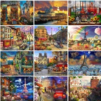photocustom painting by numbers scenery diy oil pictures tower landscape kits drawing canvas handpainted home decor gift