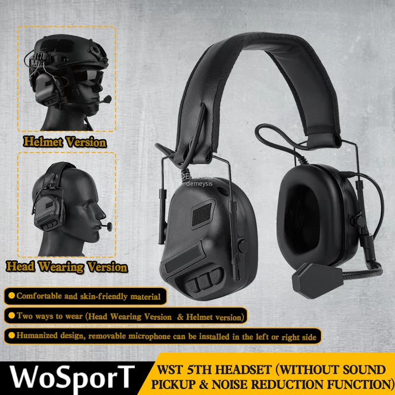 

Tactical Helmet Headset with Fast Helmet Rail Adapter Airsoft Communication Headphone Outdoor Hunting Shooting Headset