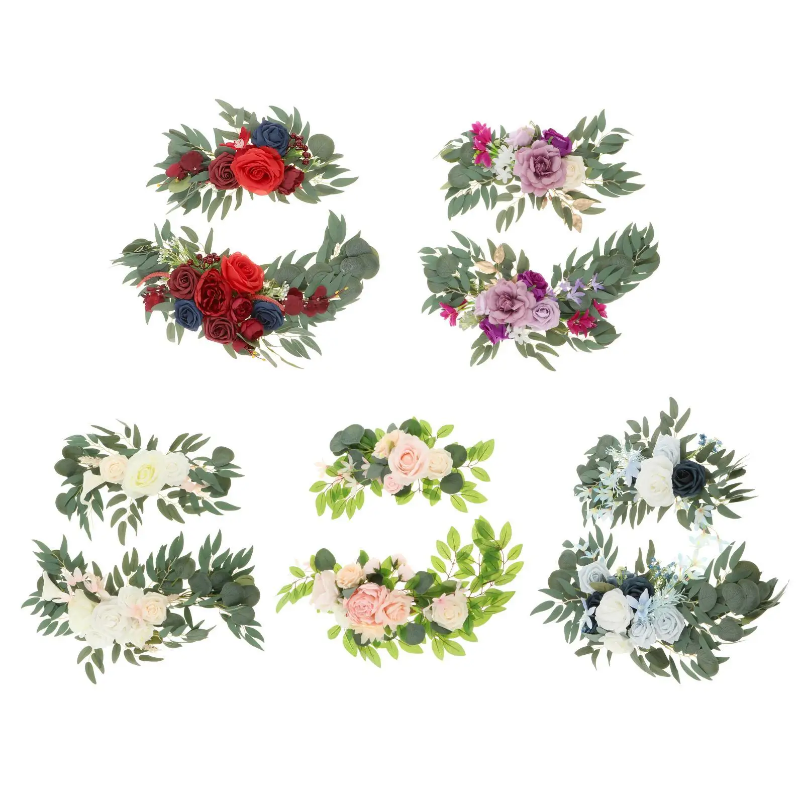 

2 Pieces Decorative Artificial Flower Swag Garland Simulation Rose Wedding Arch Flowers for Wedding Reception Window Party Decor