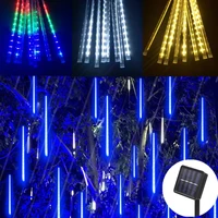 solar led meteor shower 8 tubes 3050cm holiday led string lights waterproof street garden lights christmas wedding decoration