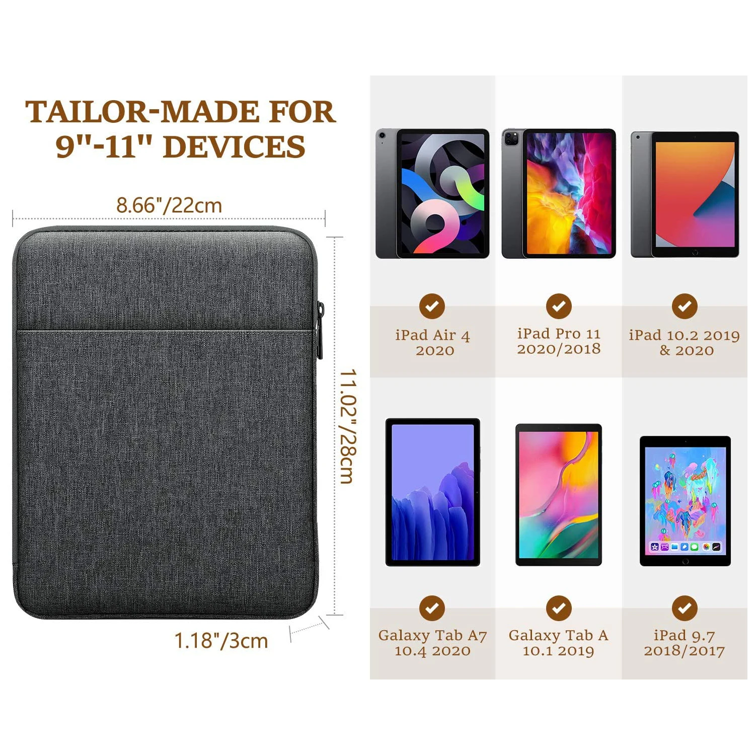 Чехол для планшета 9-11 дюймов чехол Samsung Galaxy Tab S7 A8 A7 S6 Lite и iPad 9 7 Air 2/3 10 5 Pro 11 4 2 |
