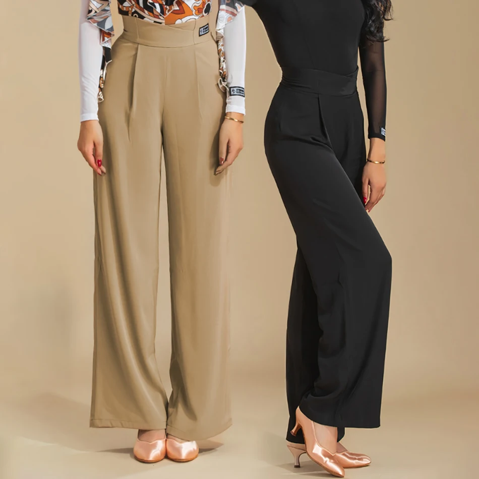 

Новинка 2022, женские костюмы для бальных танцев, свободные брюки с высокой талией, брюки для вальса, танго, пеформенса, танцевальная одежда для латиноамериканских танцев A2220