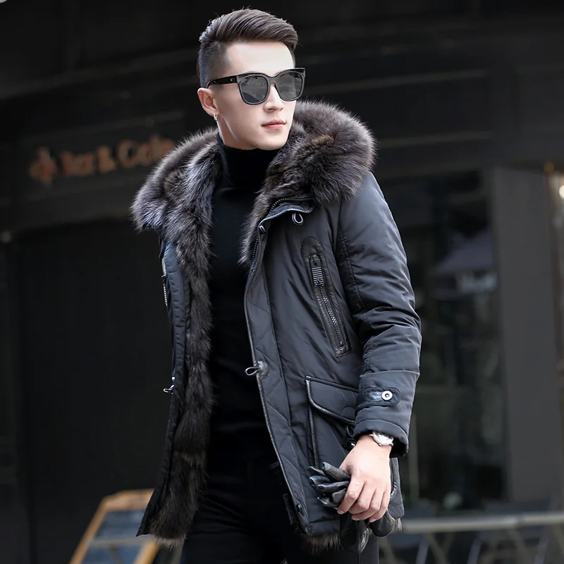 

Men Clothing Winter Jacket Mens Real Raccoon Fur Men's Jackets 5XL Thick Parkas Shearling Long Coat Male Jaqueta LXR371