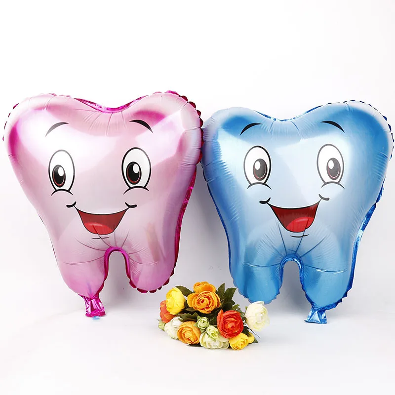 

1PC Large Smile Tooth Foil Balloons Baby Boy Girl Teeth Theme Birthday Party Helium Inflatable Globos Hospital Tooth Model Toys