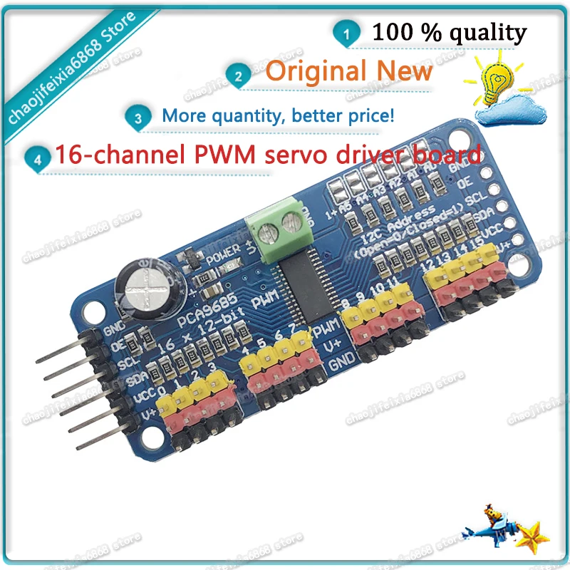 1pcs/lot! 16-way PWM steering gear drive board PCA9685 controller robot IIC suitable for MG90S SG90 MG995 |