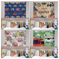 cartoon camper anime tapestry hanging tarot hippie wall rugs dorm wall hanging home decor