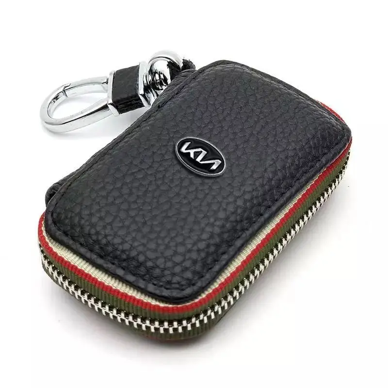 

Кожаный чехол для ключей для новой Kia Cadenza Telluride 2022 Soul RIO Niro, брелок из сплава, металлический чехол с логотипом, автомобильные аксессуары