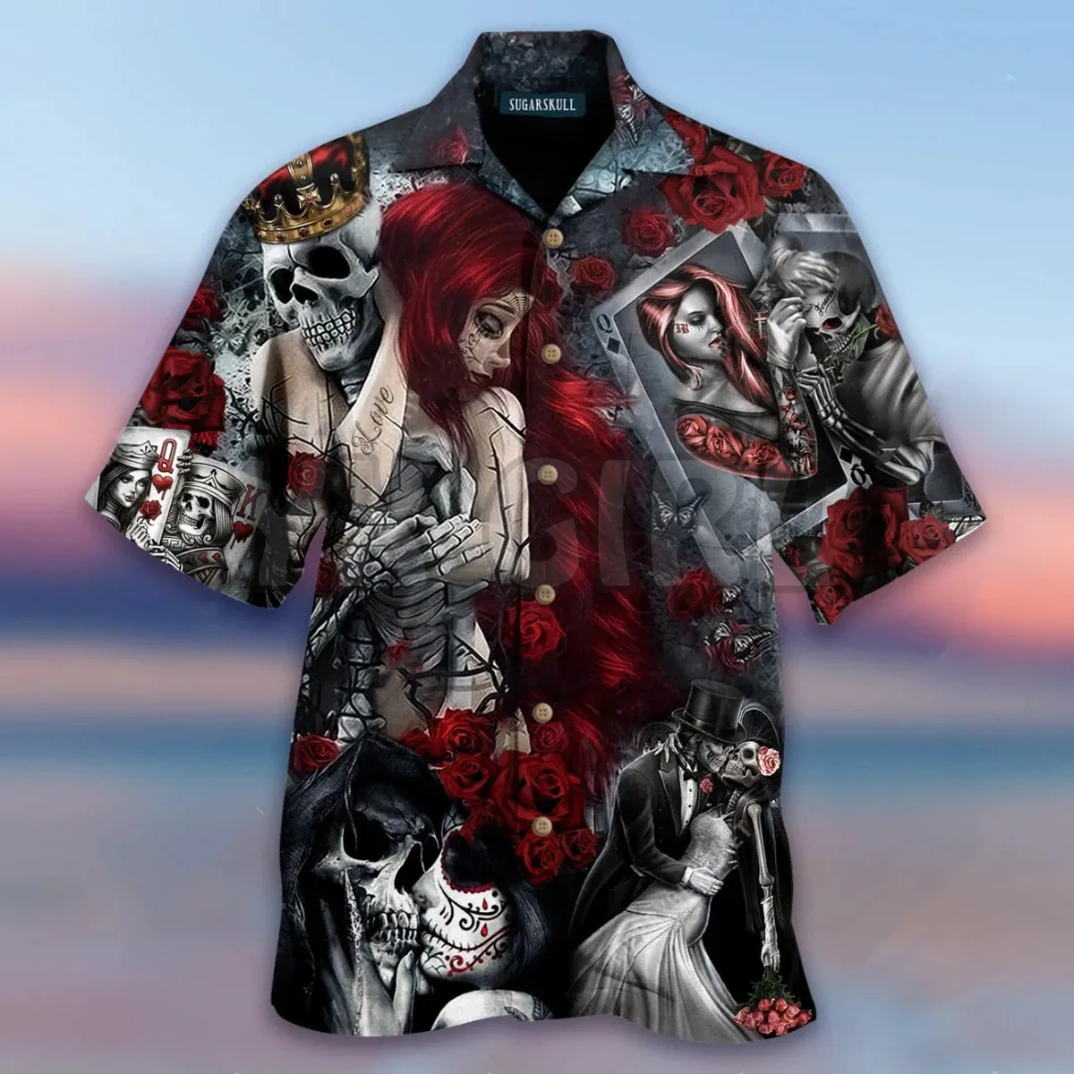 

Skull Rose 3D All Over Printed Hawaiian Shirt Men's For Women's Harajuku Casual Shirt Unisex