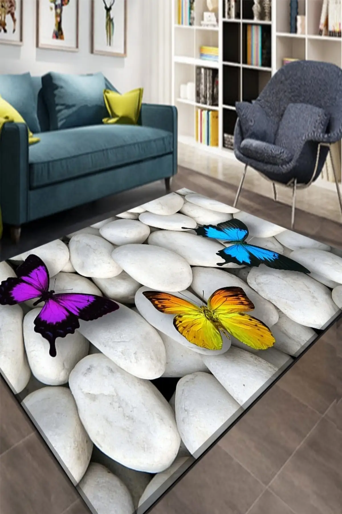 

Чехол для домашнего декора, коврики, синие, желтые, фиолетовые бабочки, галька, шины, коврик, чехол, чехол