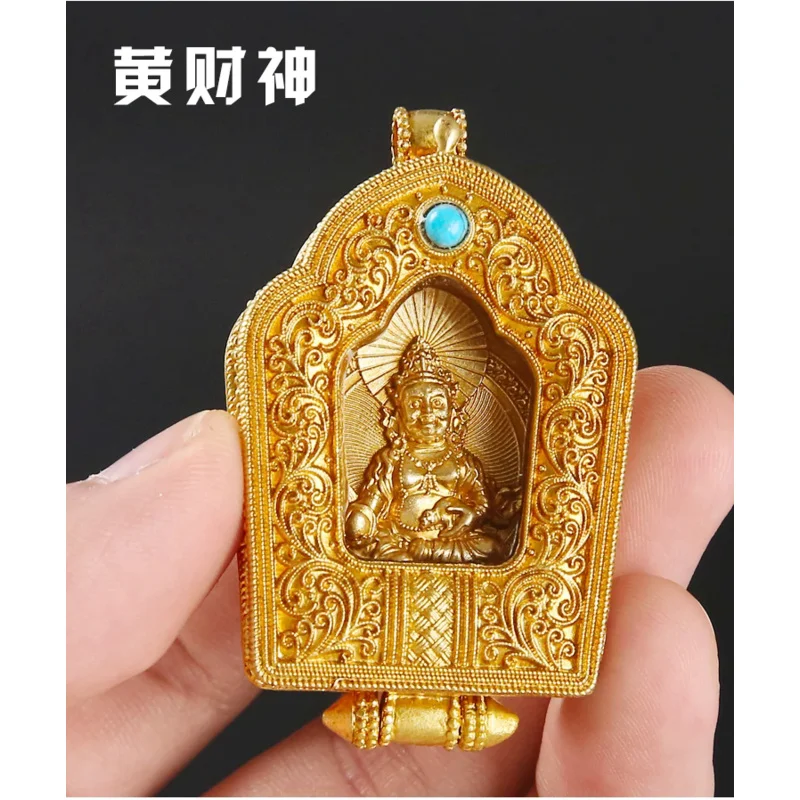 

GOOD Asia Thailand pocket travel efficacious Mascot safe good luck God of wealth Yellow Jambhala Buddha Amulet copper Pendant
