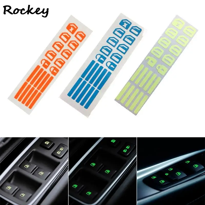 

Кнопка подъема автомобиля двери окна светящаяся наклейка Ночная светящаяся Кнопка флуоресцентная панель управления наклейки на окно автомобиля переключатель наклейка s